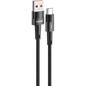 Realpower 66W USB-A to Type-C Örgülü Hızlı Şarj ve Data Kablosu 1 Metre Siyah CA-66WUCBK