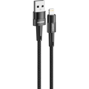 Realpower 2.4A USB-A to Lightning Örgülü Hızlı Şarj ve Data Kablosu 1 Metre Siyah CA-24AULBK2