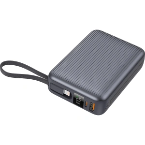 Realpower 20000mAh 22.5W Hızlı Şarj Powerbank Gri Dahili Kablolu Taşınabilir Şarj Cihazı LED Göstergeli PB20KGR