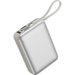 Realpower 20000mAh 22.5W Hızlı Şarj Powerbank Silver Dahili Kablolu Taşınabilir Şarj Cihazı LED Göstergeli PB20KSL