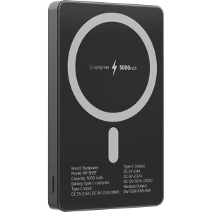 Realpower 5000mAh R Mag Air MagSafe 20W Hızlı Manyetik Kablosuz Powerbank Siyah Titanyum MP-5KBT