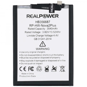 RealPower Huawei Uyumlu Nova 2 Plus Batarya 3540mAh Li-Polymer Uzun Ömürlü Pil