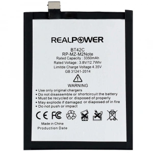 RealPower Meizu Uyumlu M2 Note Batarya 3350mAh Li-Polymer Uzun Ömürlü Pil