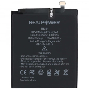RealPower Xiaomi Uyumlu Redmi Note 4 Batarya 4300mAh Li-Polymer Uzun Ömürlü Pil