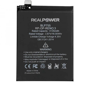 RealPower Oppo Uyumlu Reno 3 Batarya 4135mAh Li-Polymer Uzun Ömürlü Pil