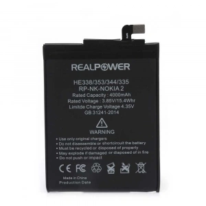 RealPower Nokia Uyumlu 2 Batarya 4000mAh Li-Polymer Uzun Ömürlü Pil