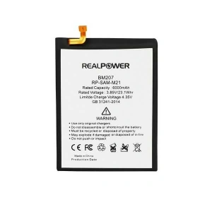 RealPower Samsung Uyumlu Galaxy M21 M215 Batarya 6000mAh Li-Polymer Uzun Ömürlü Pil