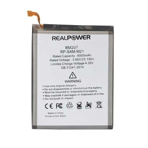 RealPower Samsung Uyumlu Galaxy M30s M307 Batarya 6000mAh Li-Polymer Uzun Ömürlü Pil