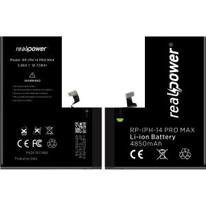 RealPower Apple Uyumlu iPhone 14 Pro Max Batarya 4850mAh Yüksek Kapasiteli Güçlendirilmiş Pil