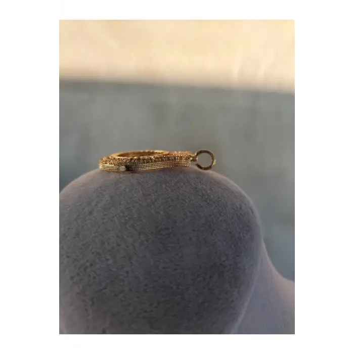 Çeyrek Altın Takmaya Uygun Lale Çerçeveli Ip Kordonlu Kolye