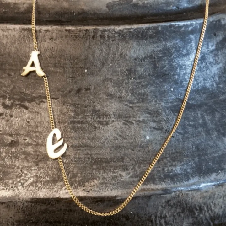 14 Ayar Altın Gurmet Zincir Harf Kolye - 2 Harf