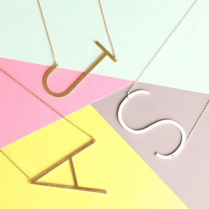 14 Ayar Altın 3cm Harf Kolye