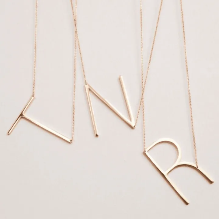 14 Ayar Altın 3cm Harf Kolye