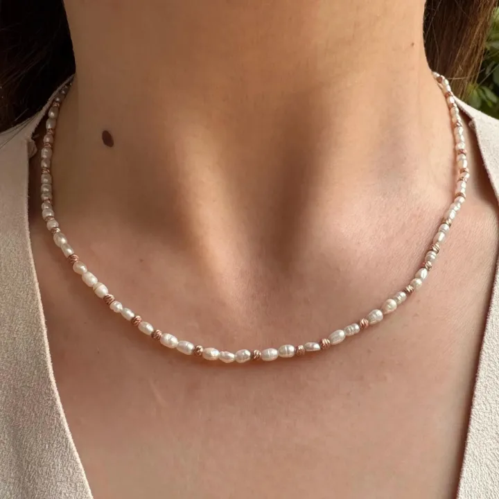 14 Ayar Altın Dorika İnci Kolye