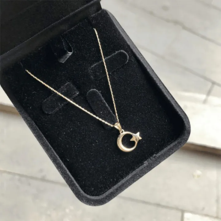 14 Ayar Altın Ay Yıldız Kolye