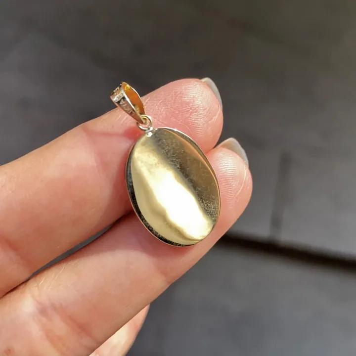 14 Ayar Altın Oval Plaka Harf Kolye Ucu