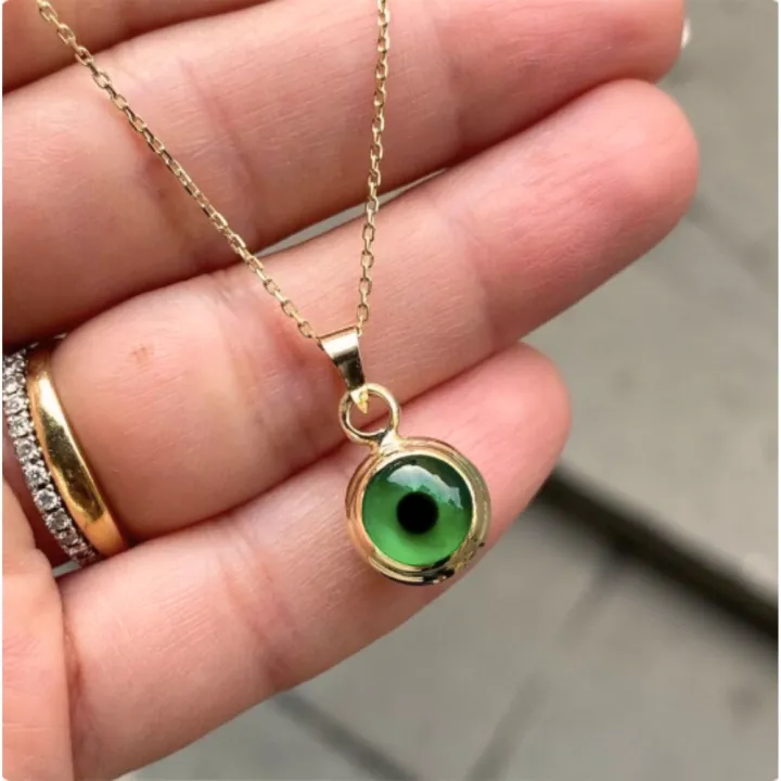 14 Ayar Altın Yeşil Göz Kolye Ucu