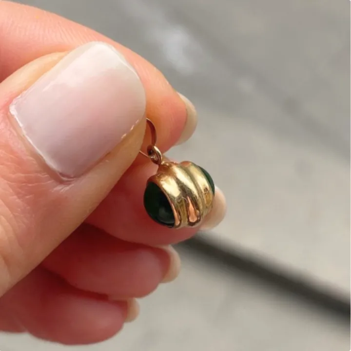 14 Ayar Altın Yeşil Göz Kolye Ucu