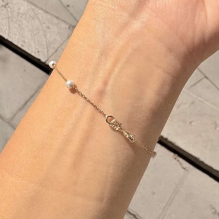 14 Ayar Altın İnci Bileklik - 3mm
