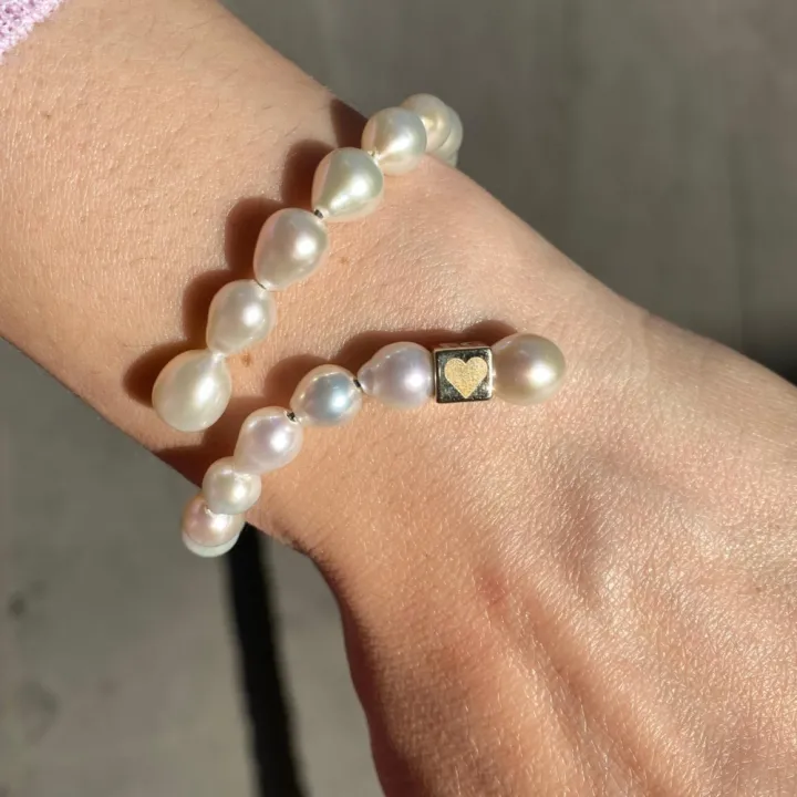 14 Ayar Altın Küplü İnci Bileklik