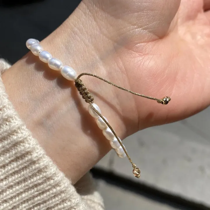 14 Ayar Altın Dorika İnci Bileklik