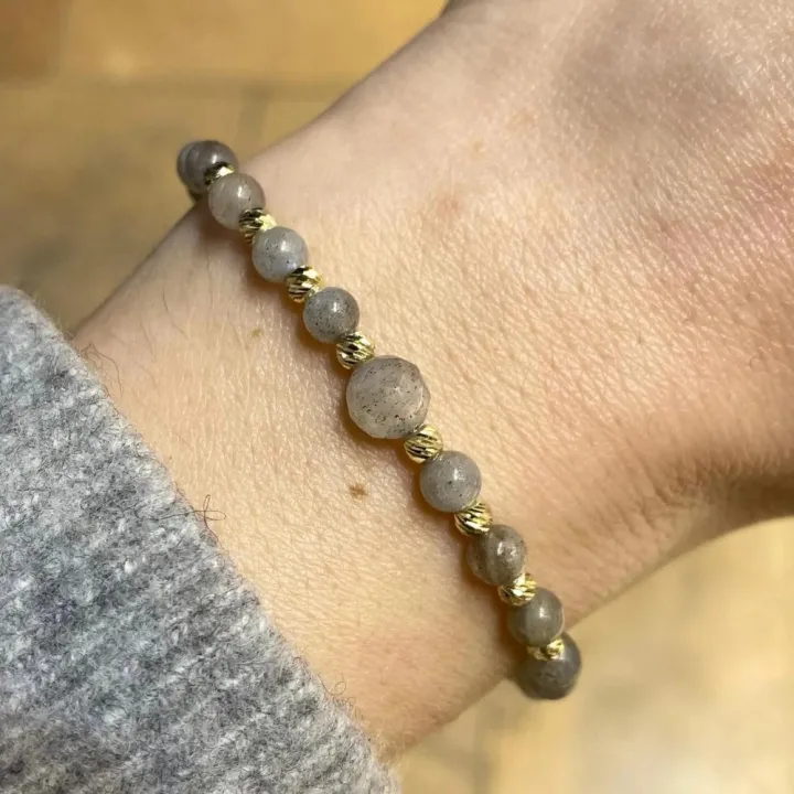 14 Ayar Altın Dorika Labradorit Taşlı Bileklik