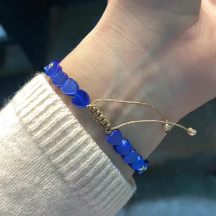 14 Ayar Altın Dorika Mavi Sedef Taşlı Bileklik