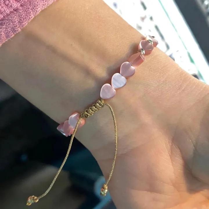 14 Ayar Altın Dorika Pembe Sedef Taşlı Bileklik