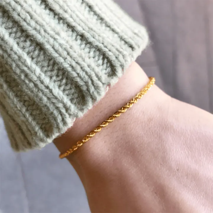 14 Ayar Altın Halat Zincir Bileklik - 3mm