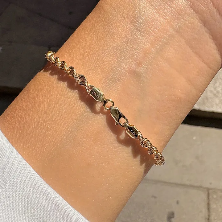 14 Ayar Altın Halat Zincir Bileklik - 4mm