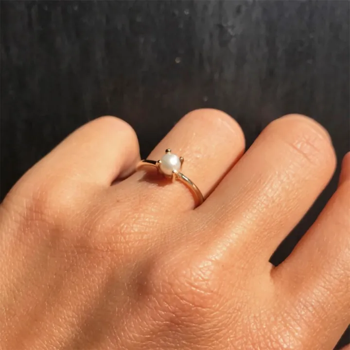 14 Ayar Altın İnci Yüzük