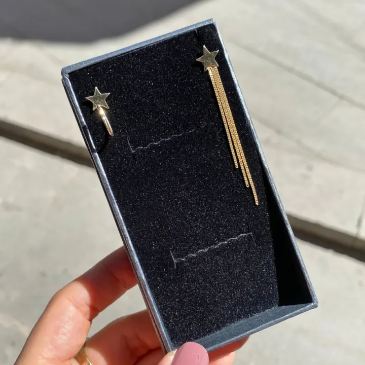 14 Ayar Altın Kuyruklu Yıldız Küpe