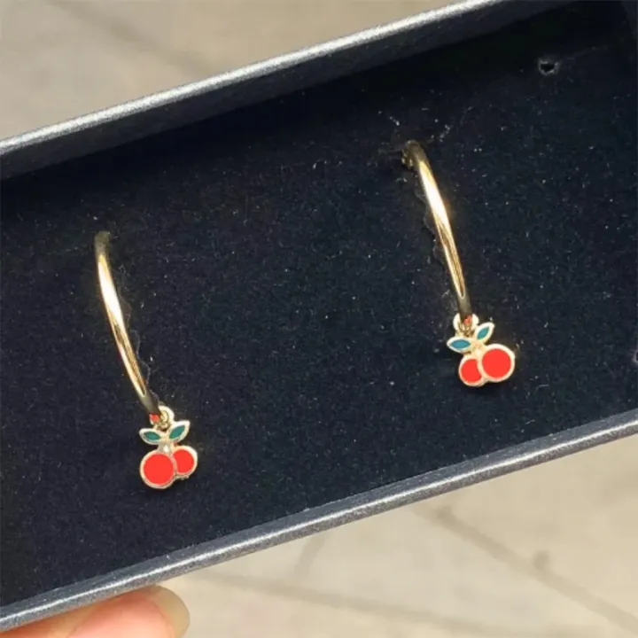 14 Ayar Altın Kiraz Halka Küpe