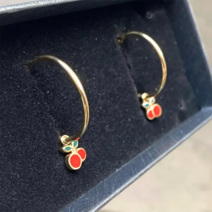 14 Ayar Altın Kiraz Halka Küpe