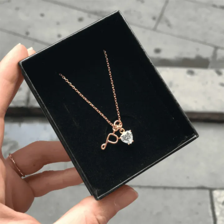 14 Ayar Altın Tel Kıvırma Kalpli Taş Harf Kolye - 1 Harf