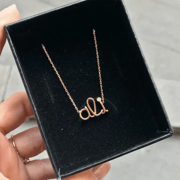 14 Ayar Altın Tel Kıvırma İsim Kolye - 3 Harf