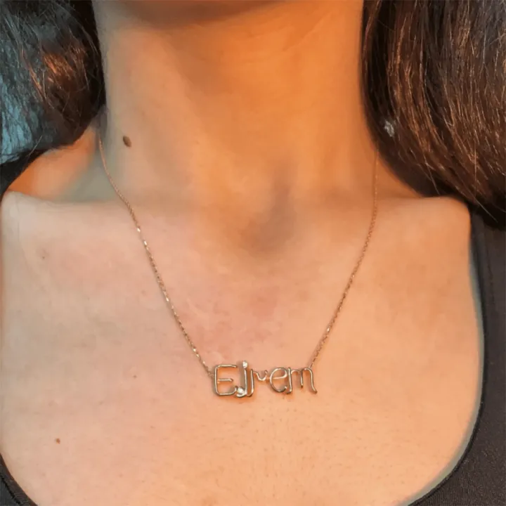 14 Ayar Altın Tel Kıvırma İsim Kolye - 5 Harf