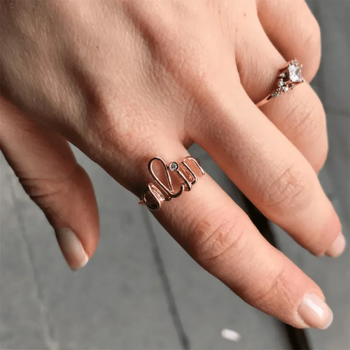 14 Ayar Altın Tel Kıvırma İsim Yüzük - 4 Harf