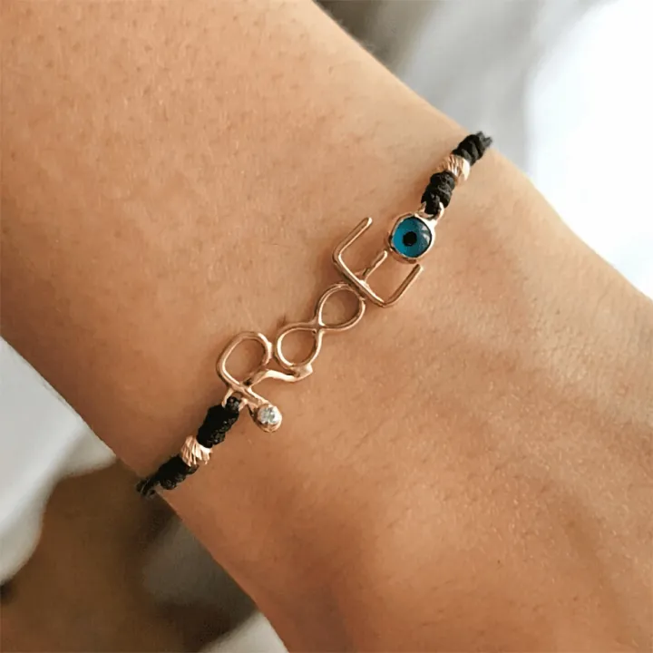 14 Ayar Altın Tel Kıvırma Sonsuz Harf Bileklik - 2 Harf