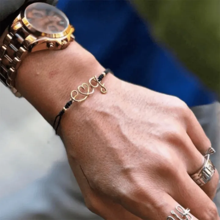 14 Ayar Altın Tel Kıvırma Kalpli Harf Bileklik - 2 Harf