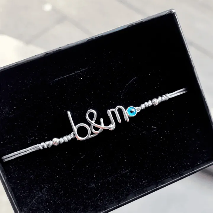 14 Ayar Altın Tel Kıvırma & Harf Bileklik - 2 Harf