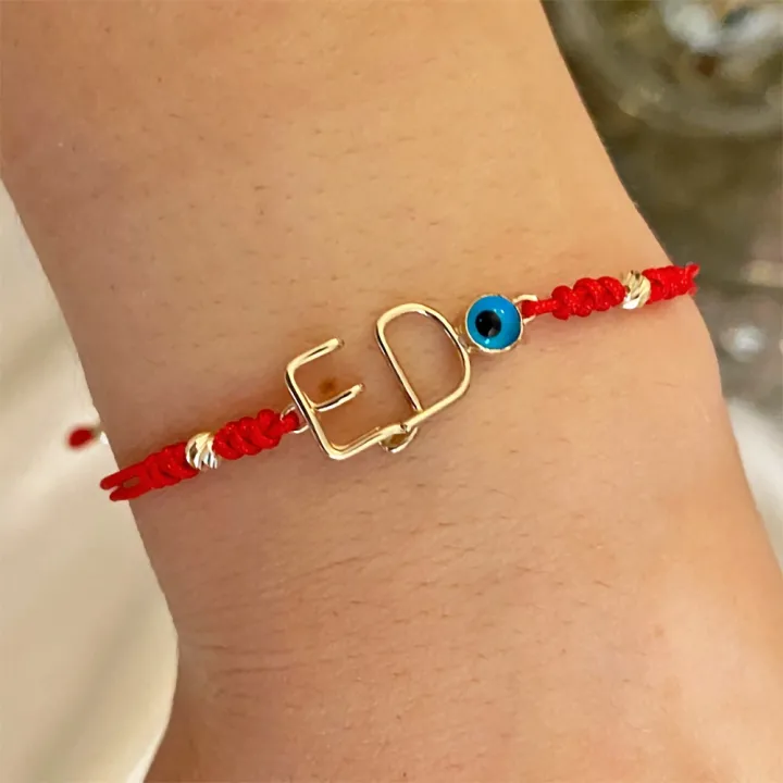 14 Ayar Altın Tel Kıvırma Harf Bileklik - 2 Harf