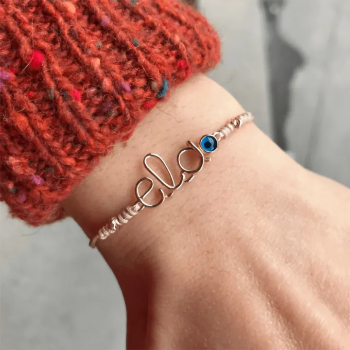 14 Ayar Altın Tel Kıvırma İsim Bileklik - 3 Harf