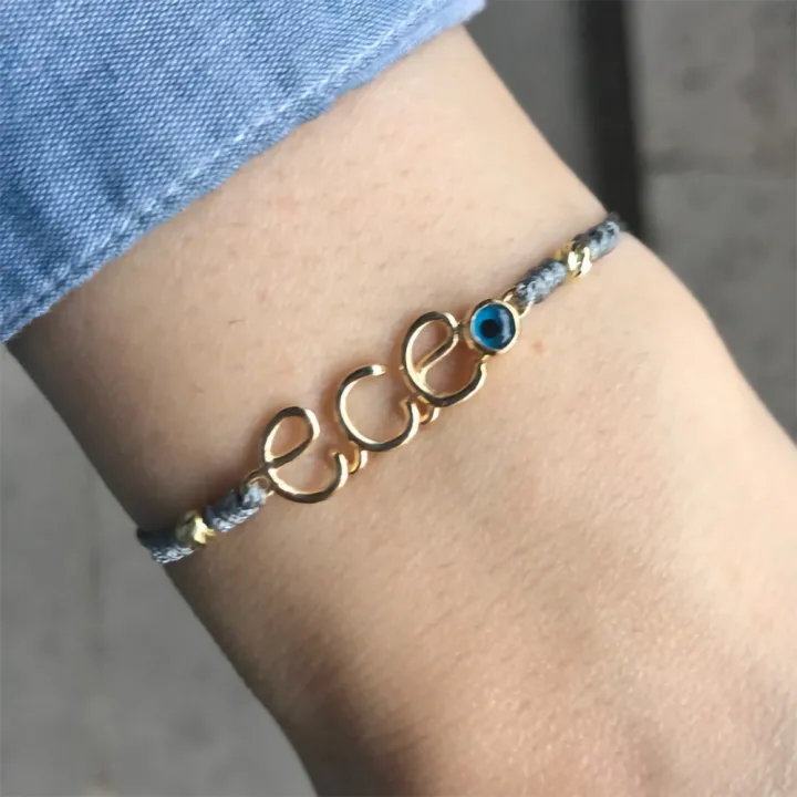 14 Ayar Altın Tel Kıvırma İsim Bileklik - 3 Harf