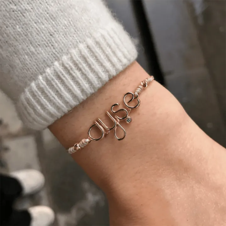 14 Ayar Altın Tel Kıvırma İsim Bileklik - 4 Harf