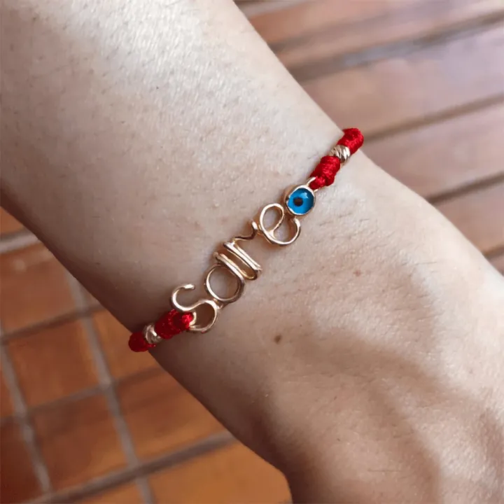 14 Ayar Altın Tel Kıvırma İsim Bileklik - 4 Harf