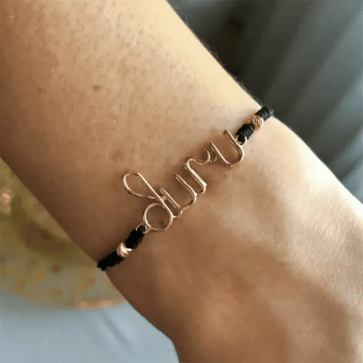 14 Ayar Altın Tel Kıvırma İsim Bileklik - 4 Harf