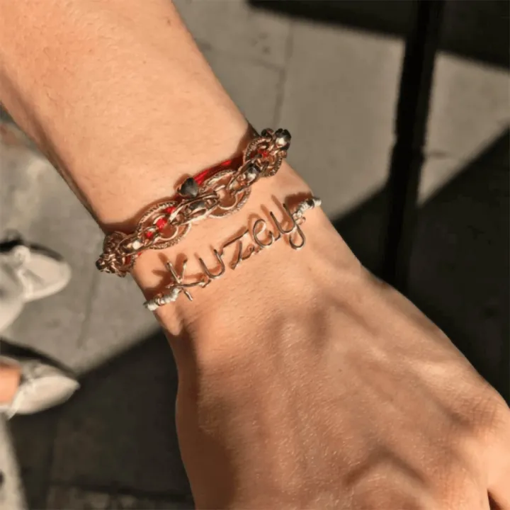 14 Ayar Altın Tel Kıvırma İsim Bileklik - 5 Harf