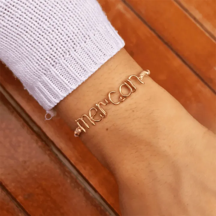 14 Ayar Altın Tel Kıvırma İsim Bileklik - 6 Harf