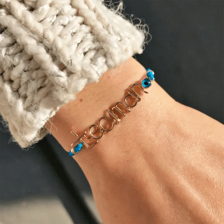 14 Ayar Altın Tel Kıvırma İsim Bileklik - 6 Harf